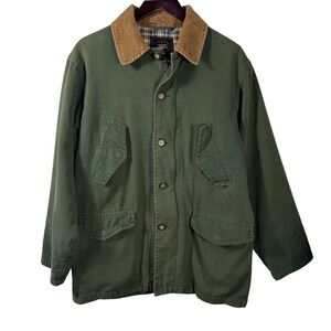 American Eagle Barn Chore Jacket Mens XS Green Canvas Corduroy Collar Workwear